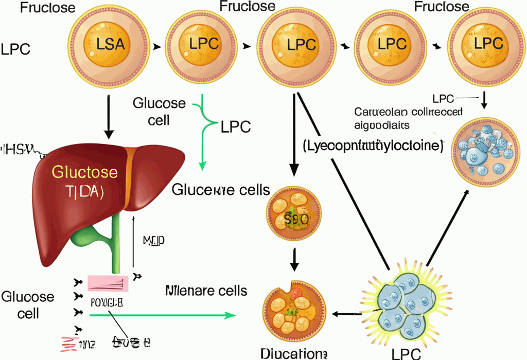Diagram of fructose metabolism leading to cancer cell development